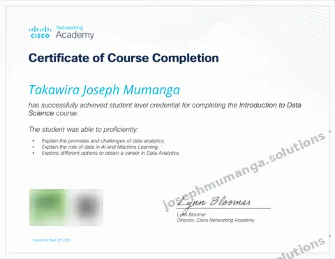 Cisco Academy: Cisco Intro to Data Science